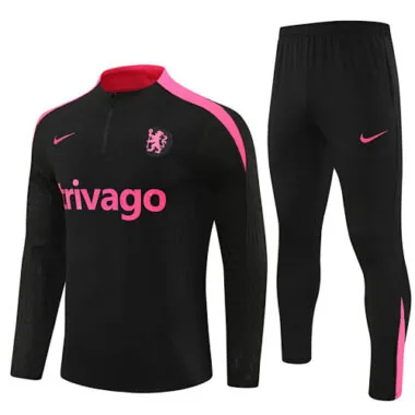 24-25 Chelsea Long Sleeve Tracksuit Black Training Suits
