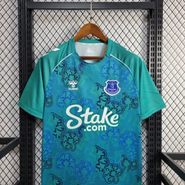 23-24 Everton Hummel Limited Edition Kit Pre-Match Shamrock Shirt