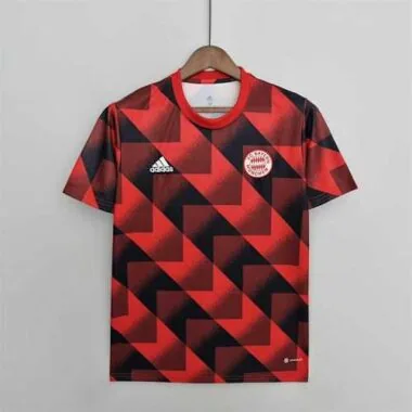 22-23 Bayern training kit red geometric pattern