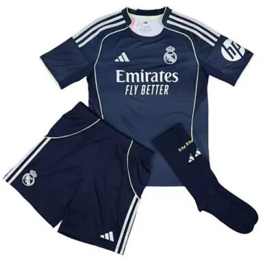 25-26 Kids Real Madrid Away Kids Full Kit Cheap Football Jersey Wholesale Yupoo