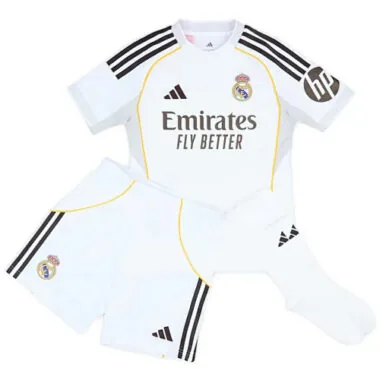 25-26 Kids Real Madrid Home Kids Full Kit Cheap Football Jersey Wholesale Yupoo
