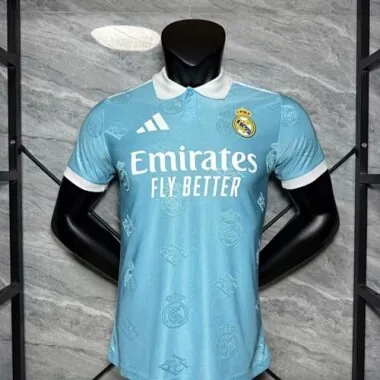 25-26 Player Real Madrid Blue Polo Special Edition Kit Cheap Football Jersey Wholesale Yupoo