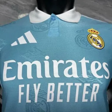 25-26 Player Real Madrid Blue Polo Special Edition Kit Cheap Football Jersey Wholesale Yupoo
