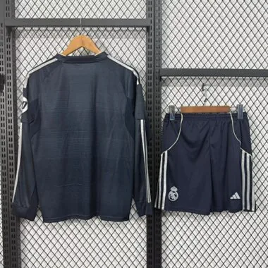 25-26 Kids Real Madrid Away Long Sleeve Kits Cheap Football Jersey Wholesale Yupoo