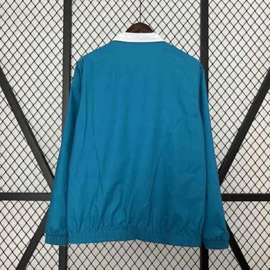 Chaqueta tipo gabardina reversible del Real Madrid 23-24, blanca y azul, con dos caras