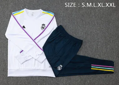 23-24 Real Madrid Long Sleeve Kits White Training Suits