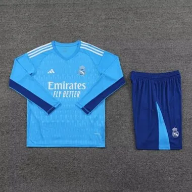 23-24 Real Madrid-keepersuitrustingen met lange mouwen, blauw
