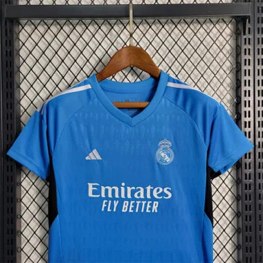 23-24 KIDS Real Madrid Blue Goalkeeper Size 16-28 Soccer Jersey