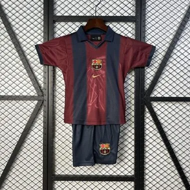 00-01 Kids Retro Barcelona Home x CJ Edition Skeleton Soccer Jersey