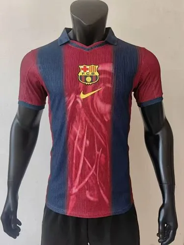 00-01 Retro Player Barcelona Home x CJ Edition Skeleton Soccer Jersey