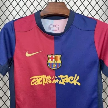25-26 Kids Barcelona Home x Travis Scott Soccer Jersey