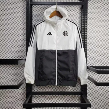 23-24 Flamengo White and Black Windbreaker Jacket