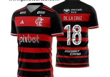 Camiseta local del Flamengo de la temporada 24-25 con todos los patrocinadores