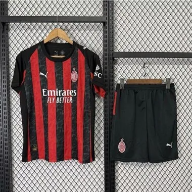 25-26 Kids AC Milan Home Kit Cheap Football Jersey Wholesale Yupoo