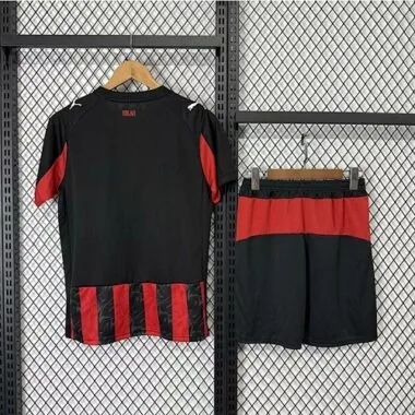 25-26 Kids AC Milan Home Kit Cheap Football Jersey Wholesale Yupoo