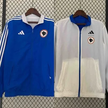 23-24 Roma Reversible Windbreaker White&Blue Double-Sides Jacket Soccer Jerseys For Sale
