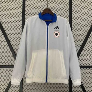 2023/24 Roma Reversible Windbreaker White&Blue Double-Sides Jacket Soccer Jerseys For Sale