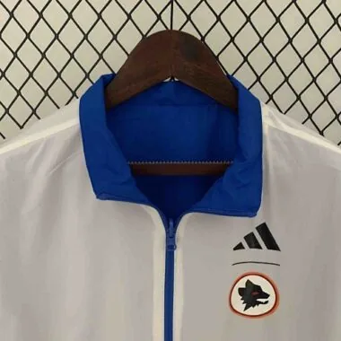 2023/24 Roma Reversible Windbreaker White&Blue Double-Sides Jacket Soccer Jerseys For Sale