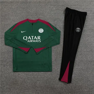 24-25 PSG Long Sleeve Tracksuit Green Training Suits