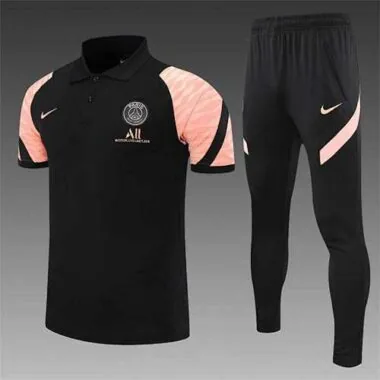 Polo PSG black pink-sleeves