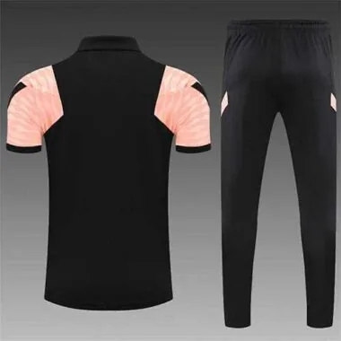 PSG-poloshirt met zwarte en roze mouwen