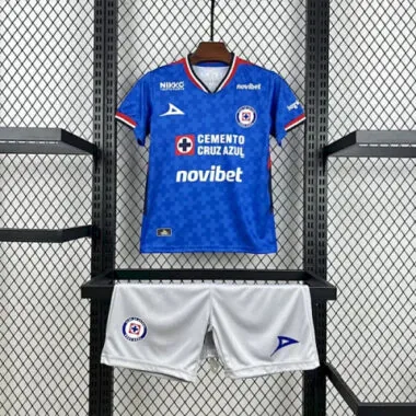 25-26 Kids Cruz Azul Home Kit With Sponsor Cheap Football Jersey Wholesale Yupoo