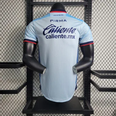 Camisa de futebol do Cruz Azul, versão jogador, equipamento azul-claro para jogos fora de casa, 23-24, Yupoo