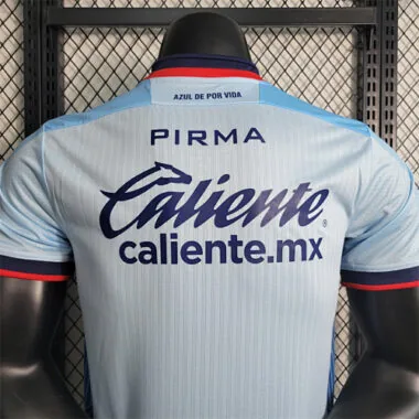 Camisa de futebol do Cruz Azul, versão jogador, equipamento azul-claro para jogos fora de casa, 23-24, Yupoo