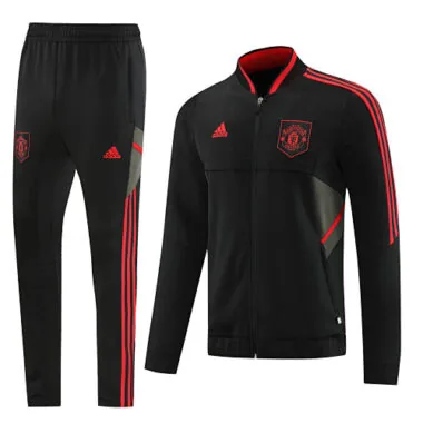 22-23 Manud black with red stripe collar full zipper jacket tracksuit size S~2XL