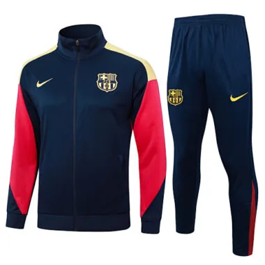A752# 24-25 Bar navy blue with red and yellow stripe full zipper jacket tracksuit