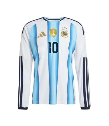 2026 MESSI #10 Camisola de manga comprida da seleção argentina (jogo em casa) tamanhos S-4XL, Camisola da Copa do Mundo a preço acessível, venda por grosso na Yupoo