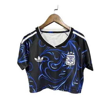 2026 Women#039;s Argentina Away Crop Top World Cup Cheap Football Jersey Wholesale Yupoo