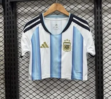 2026 Women#039;s Argentina Home Crop Top World Cup Cheap Football Jersey Wholesale Yupoo