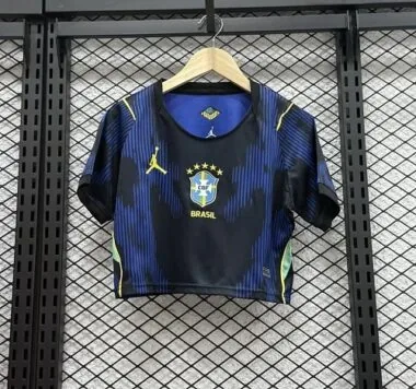 2026 Women#039;s Brazil Away Crop Top World Cup Cheap Football Jersey Wholesale Yupoo