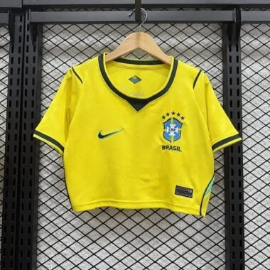 2026 Women#039;s Brazil Home Crop Top World Cup Cheap Football Jersey Wholesale Yupoo