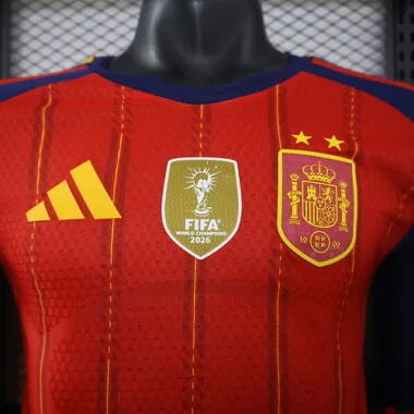 2026 Player Spain Home Long Sleeve Kit Two Stars S-4XL Cheap Football Jersey Wholesale Yupoo