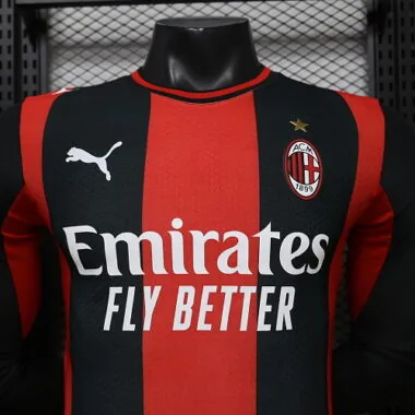 26-27 Player AC Milan Home Long Sleeve Kit Cheap Football Jersey Wholesale Yupoo