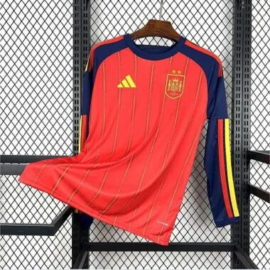 2026 Spain Home Long Sleeve Kit Two Stars S-4XL Cheap Football Jersey Wholesale Yupoo