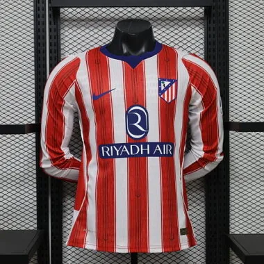26-27 Player Atletico Madrid Home Long Sleeve Kit Cheap Football Jersey Wholesale Yupoo